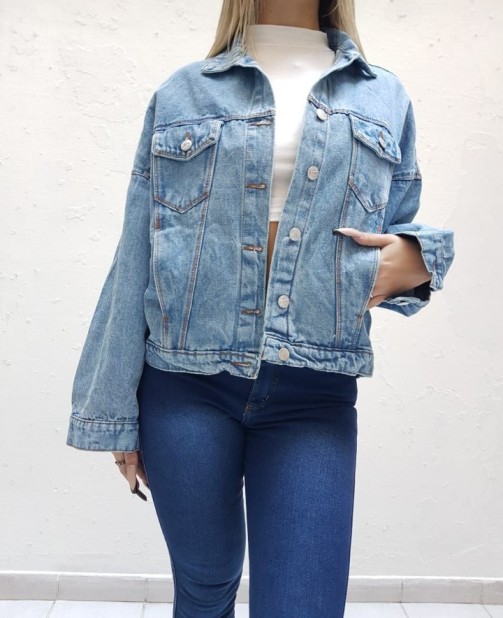 campera jean mujer celeste