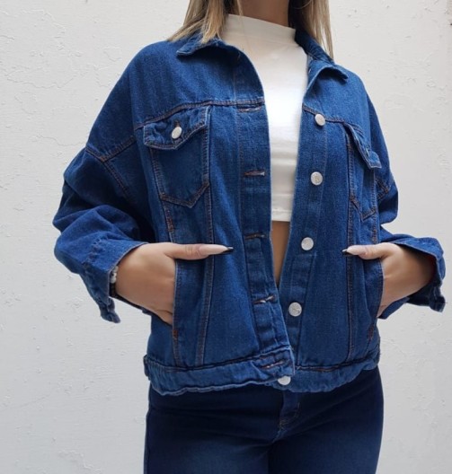 campera jean mujer azul