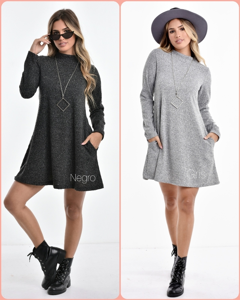 vestido morley gris y negro