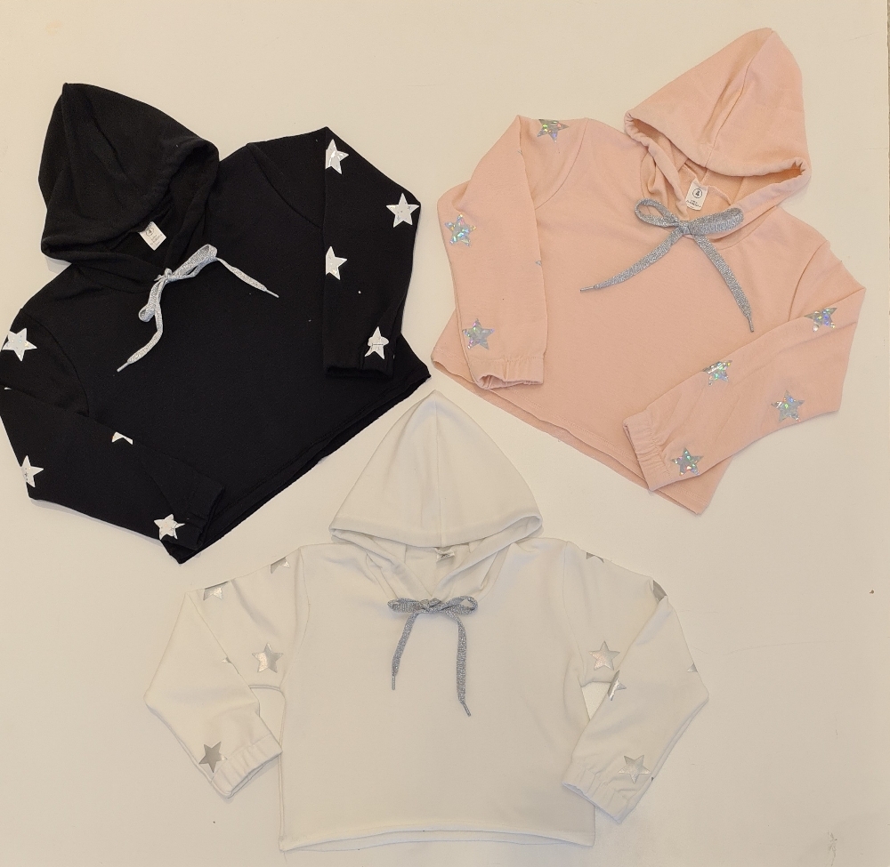 buzo nena rustico con capucha y estrellas